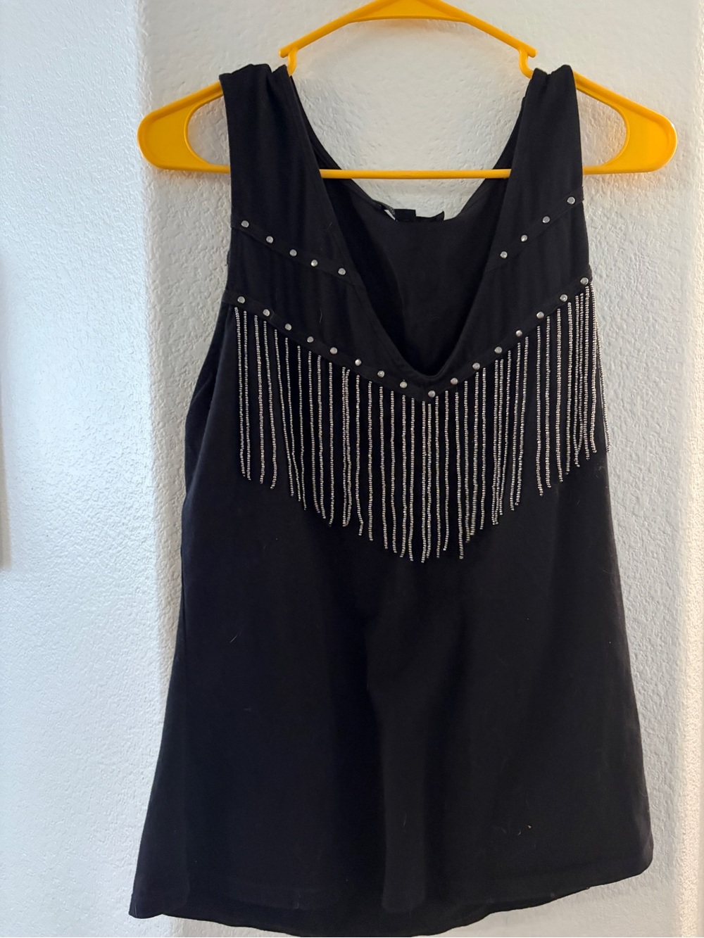Idyllwind Black Sleeveless Tank with Silver Fringe - Picture 3 of 3